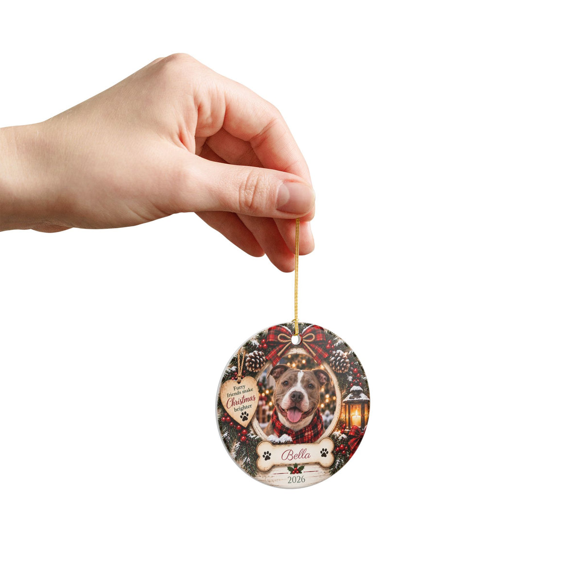 Personalized Pet Photo Christmas Ornament — Dog or Cat