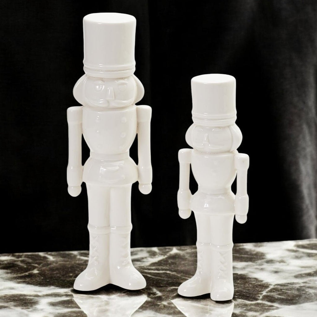 White Porcelain Nutcracker — Individual or Pair