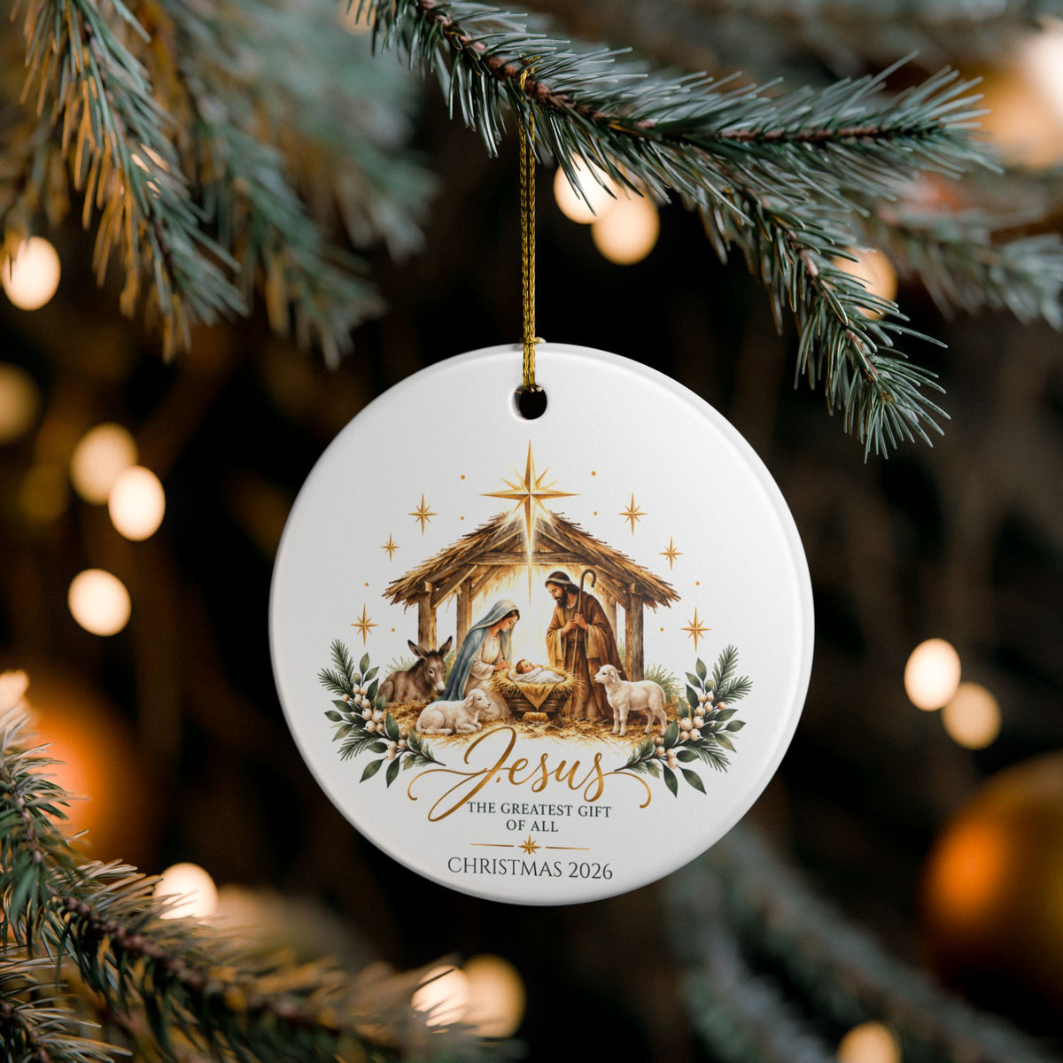 Personalized Nativity Christmas Ornament — John 3:16