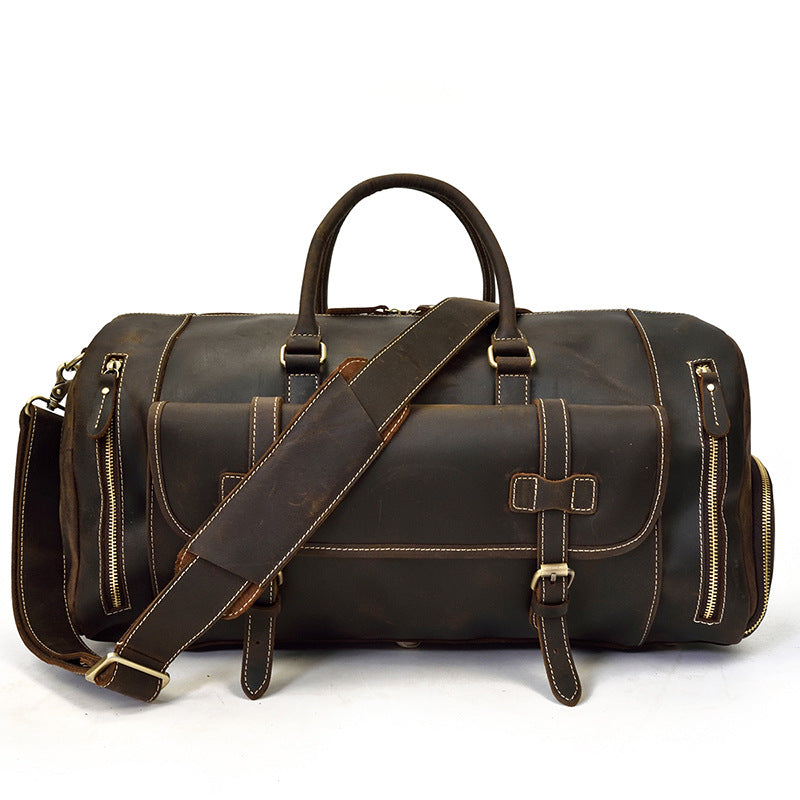 Full-Grain Leather Weekender Duffle Bag