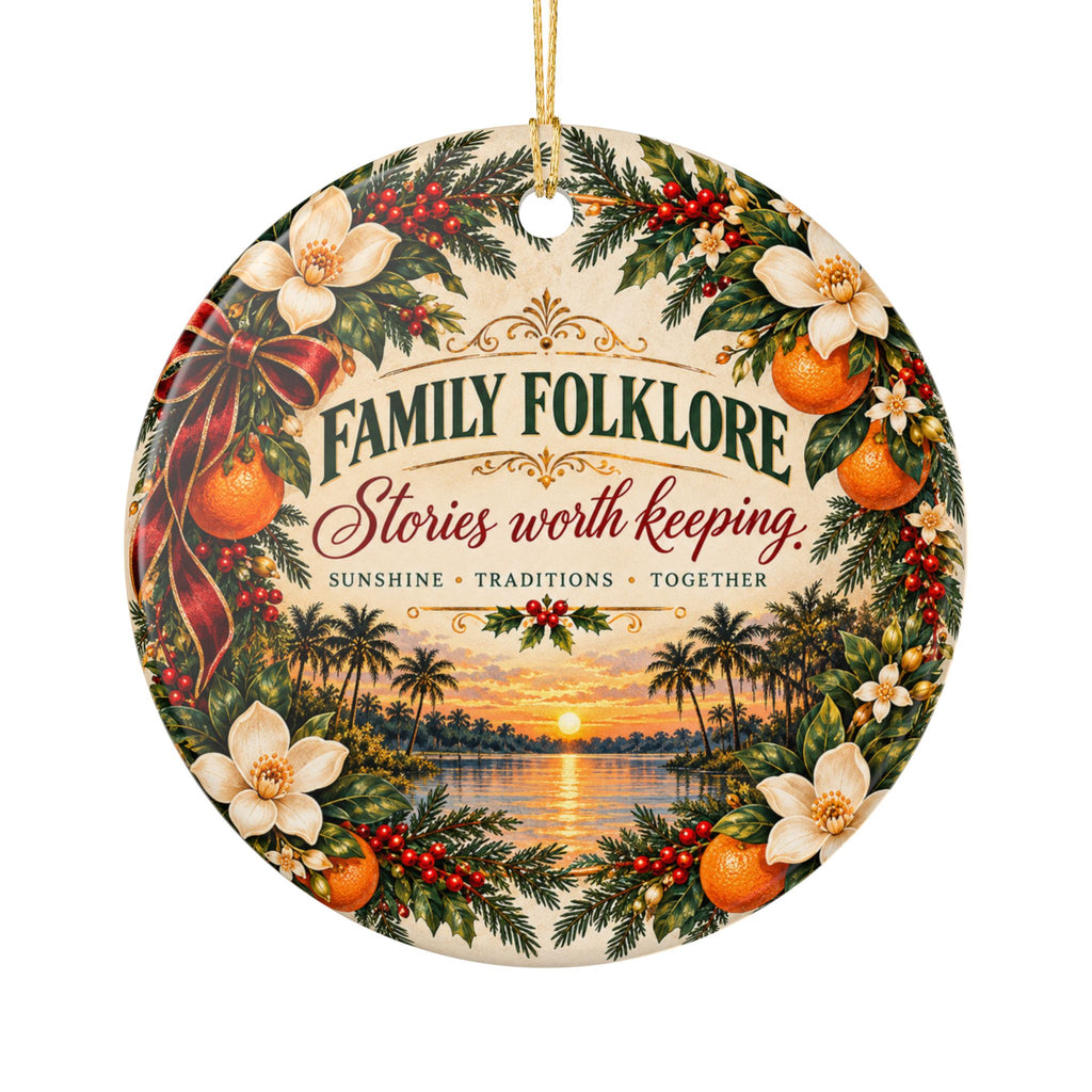 Personalized Old Florida Christmas Ornament, Custom Family Name or Year, Florida Christmas Keepsake, Palm Tree Coastal Gift