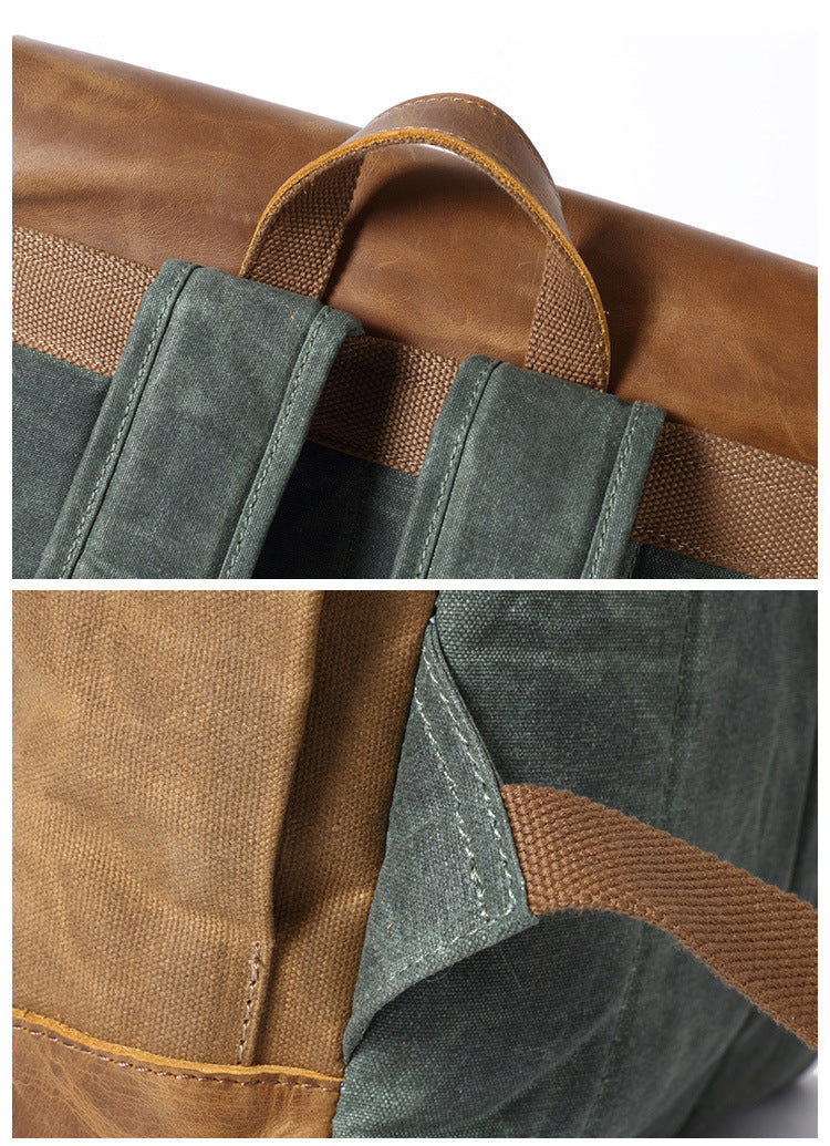 Vintage Canvas & Leather Laptop Backpack