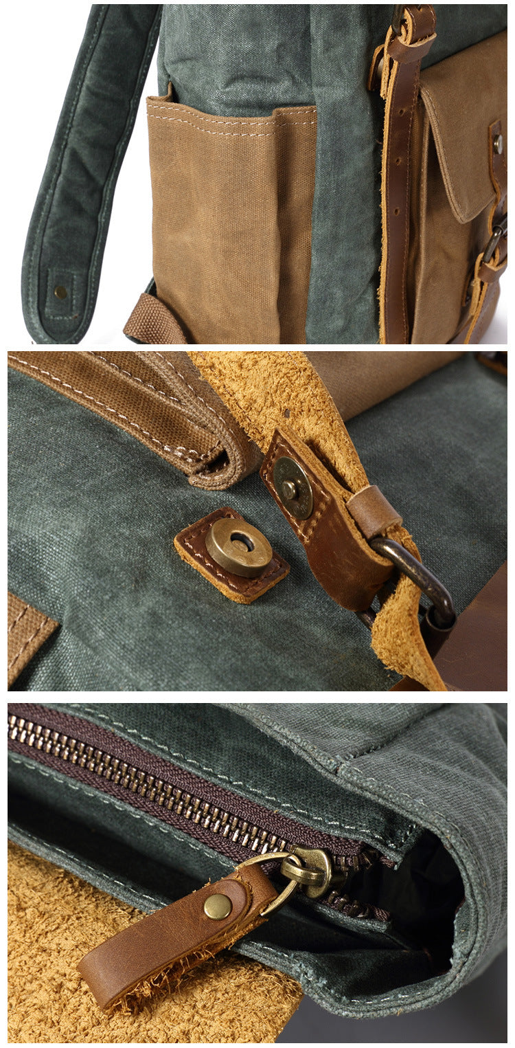 Vintage Canvas & Leather Laptop Backpack