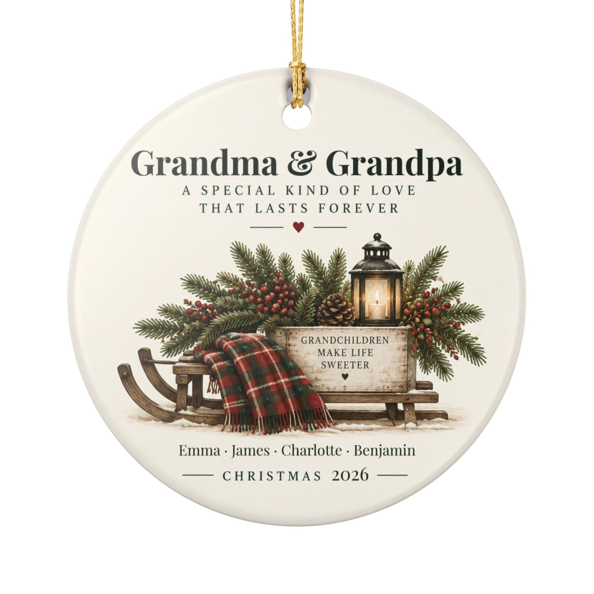 Personalized Grandparents Christmas Ornament — Grandchildren Names