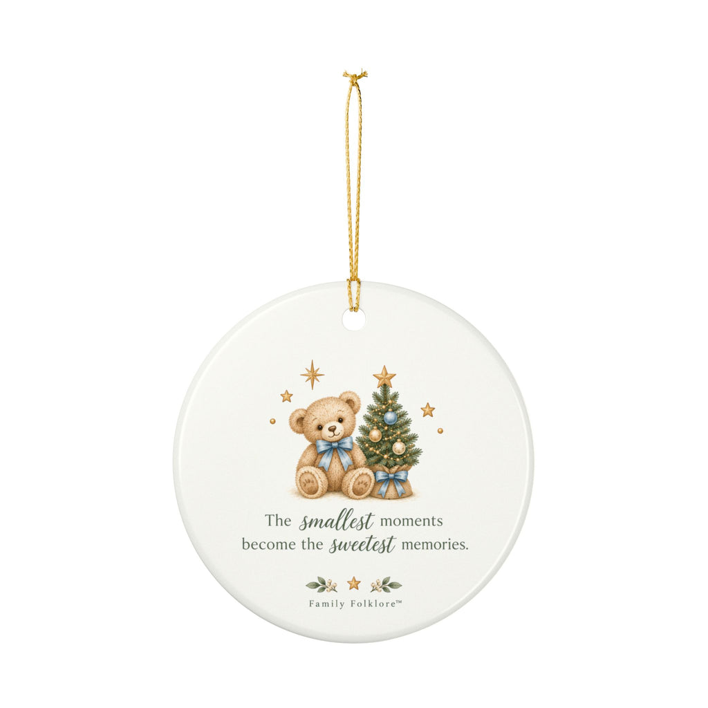 Boy Personalized Baby's First Christmas Ornament, Teddy Bear & Christmas Tree, Custom Name and Year, New Baby Keepsake Gift