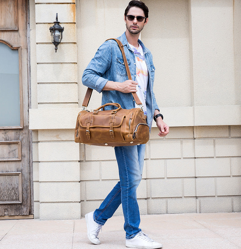 Full-Grain Leather Weekender Duffle Bag