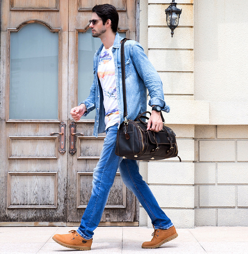 Full-Grain Leather Weekender Duffle Bag