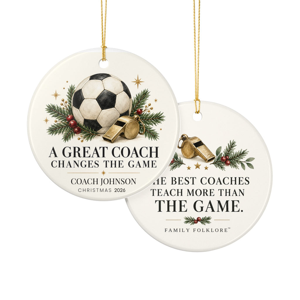 Personalized Soccer Coach Christmas Ornament, Custom Coach Name & Year, Soccer Coach Gift, Team Thank You Gift
