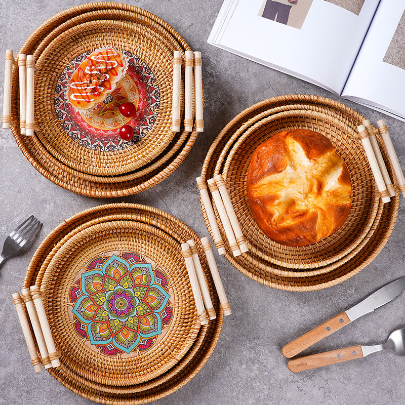 Woven Rattan Serving & Picnic Tray