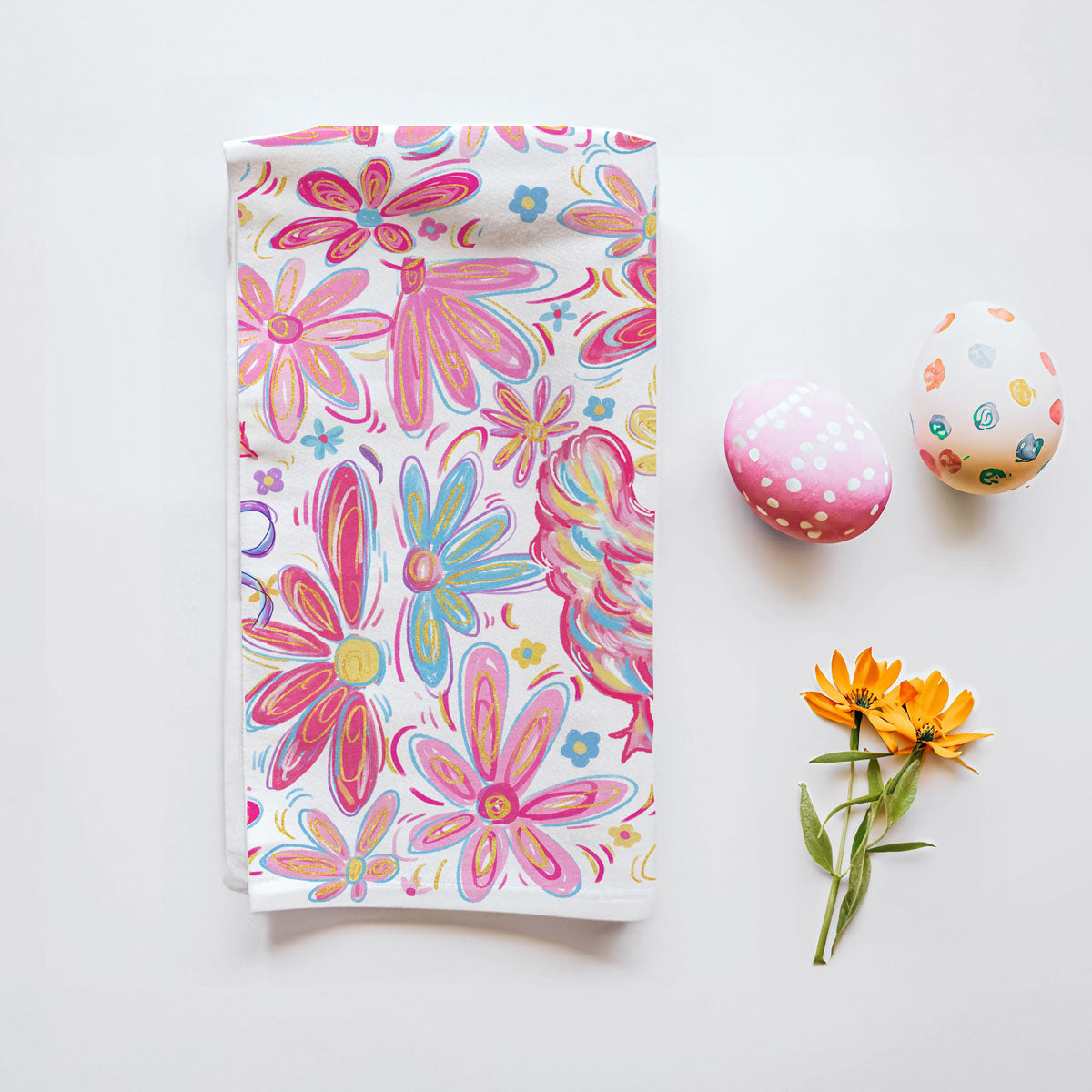 Floral Boho Chicken Kitchen Towel