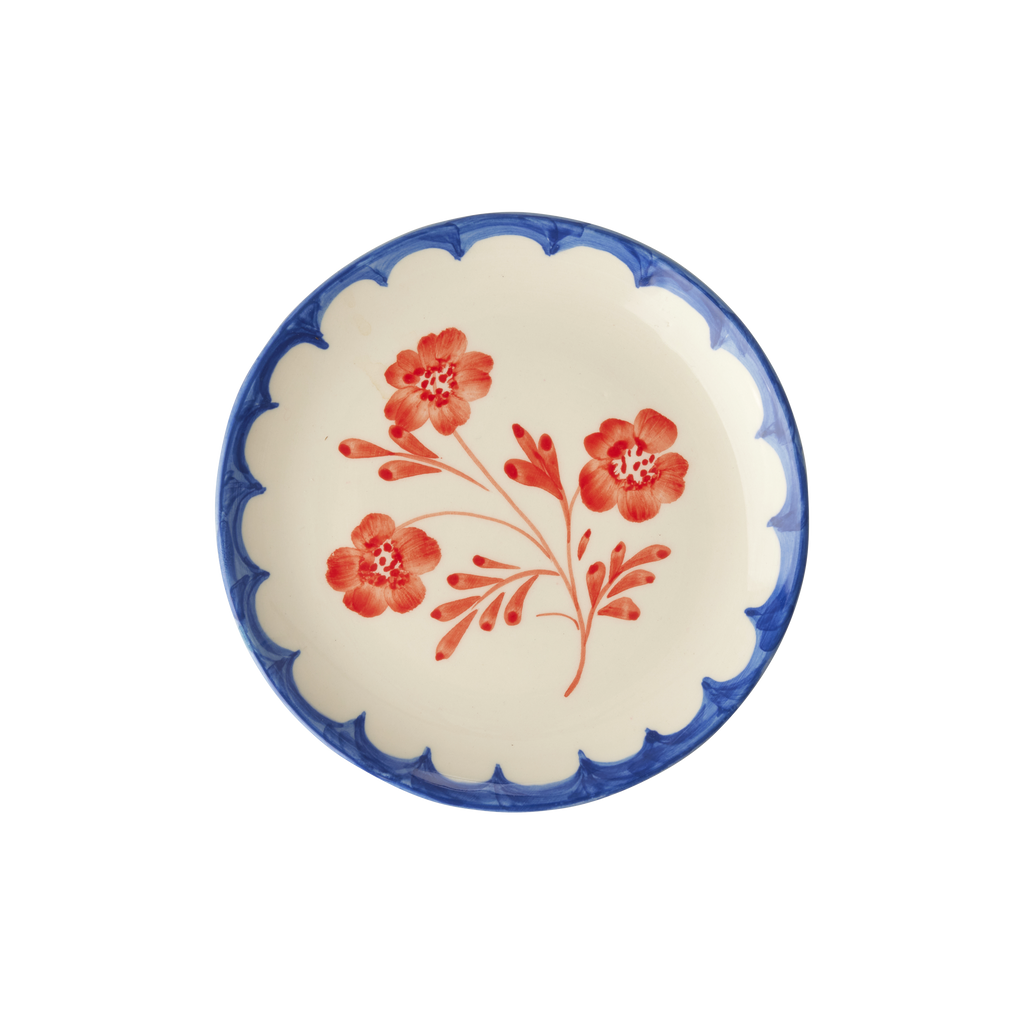 Hand-Painted Vintage Floral Ceramic Cake Plate