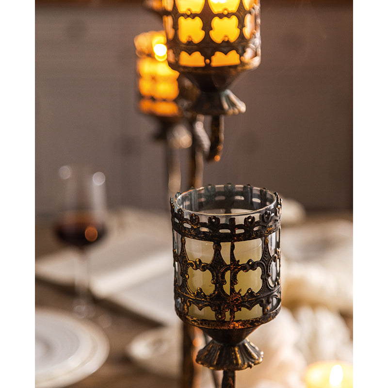 Vintage Metal & Glass Votive Candelabra