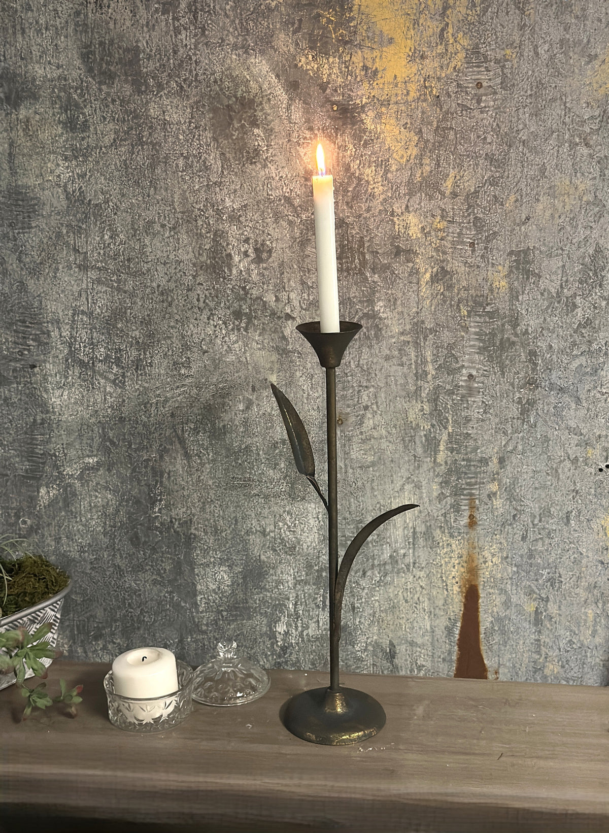 Botanical Iron Taper Candle Holder