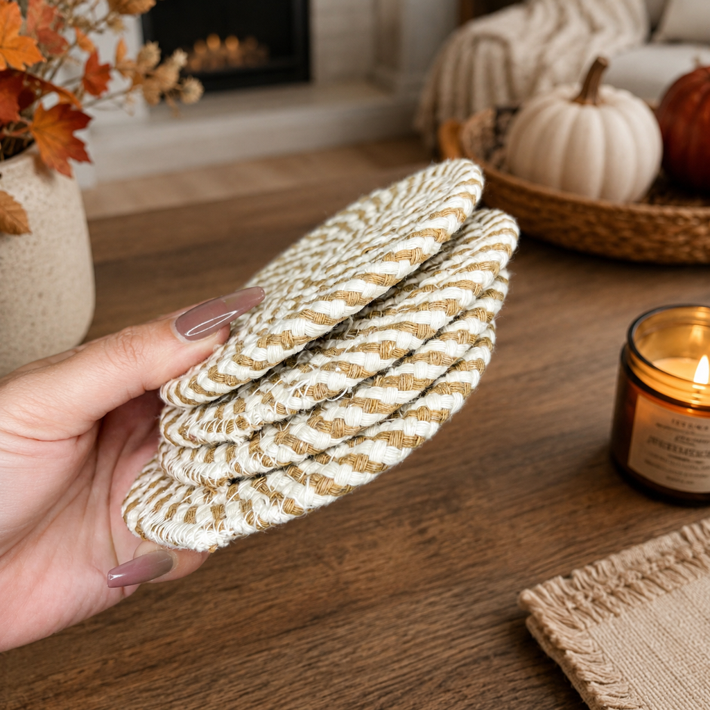 Braided Fall Fabric Coasters — Choice of Set