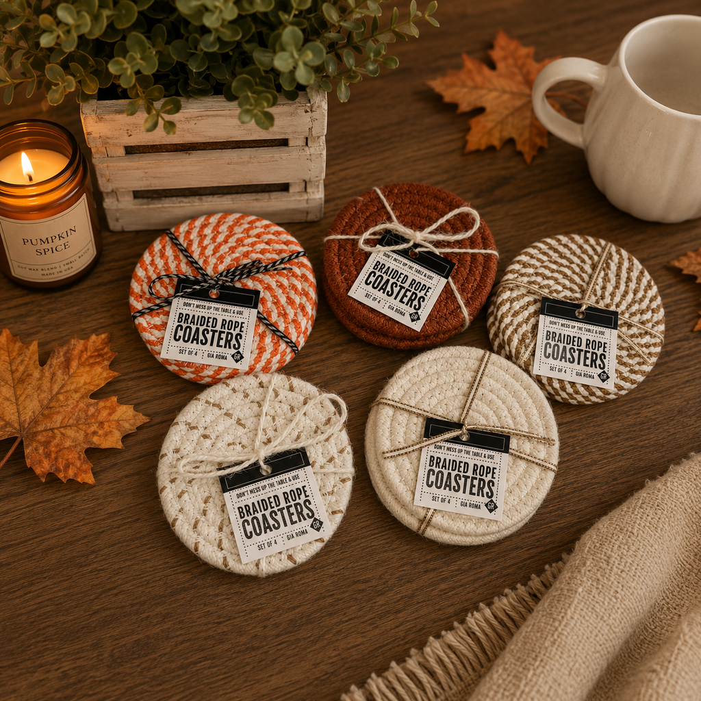 Braided Fall Fabric Coasters — Choice of Set