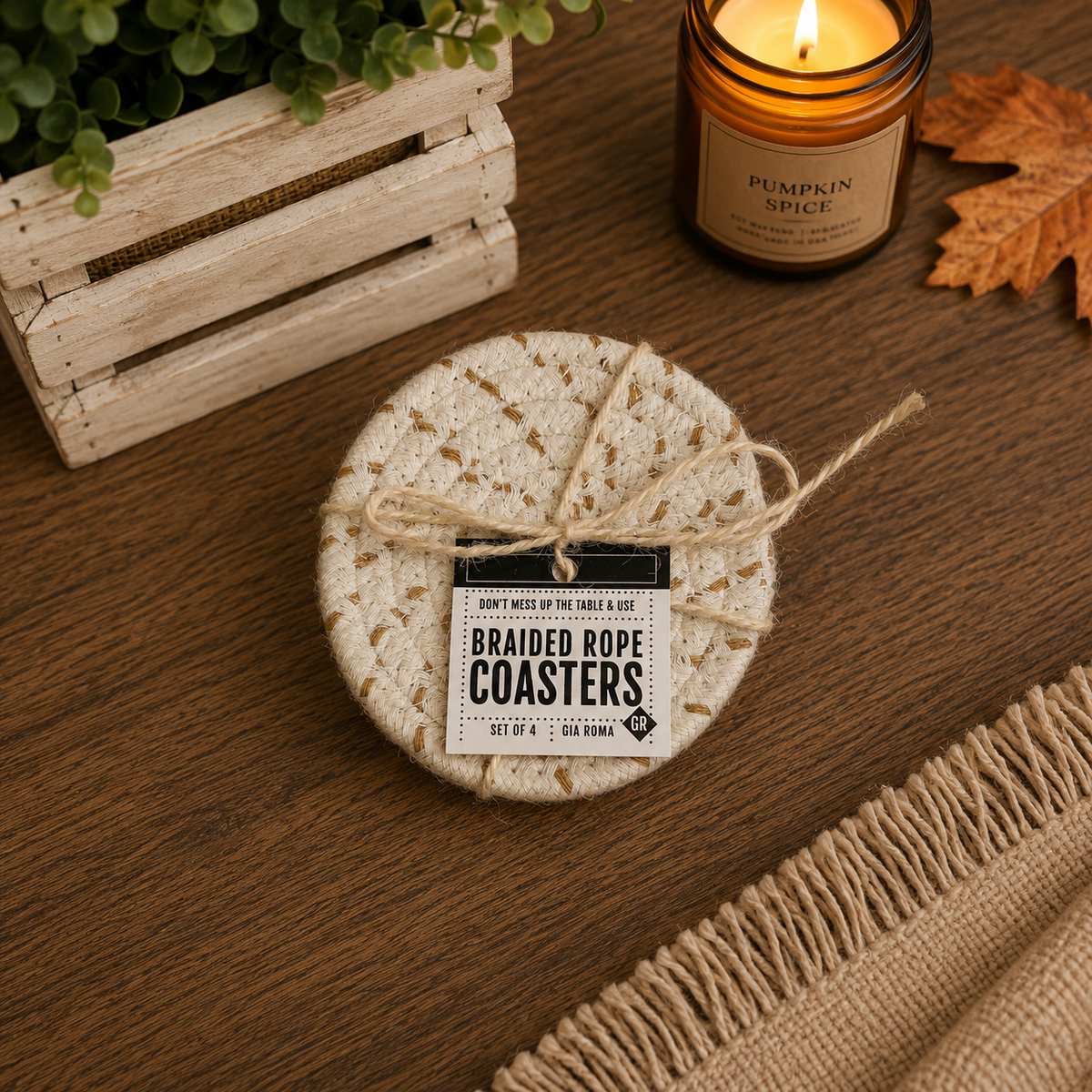 Braided Fall Fabric Coasters — Choice of Set