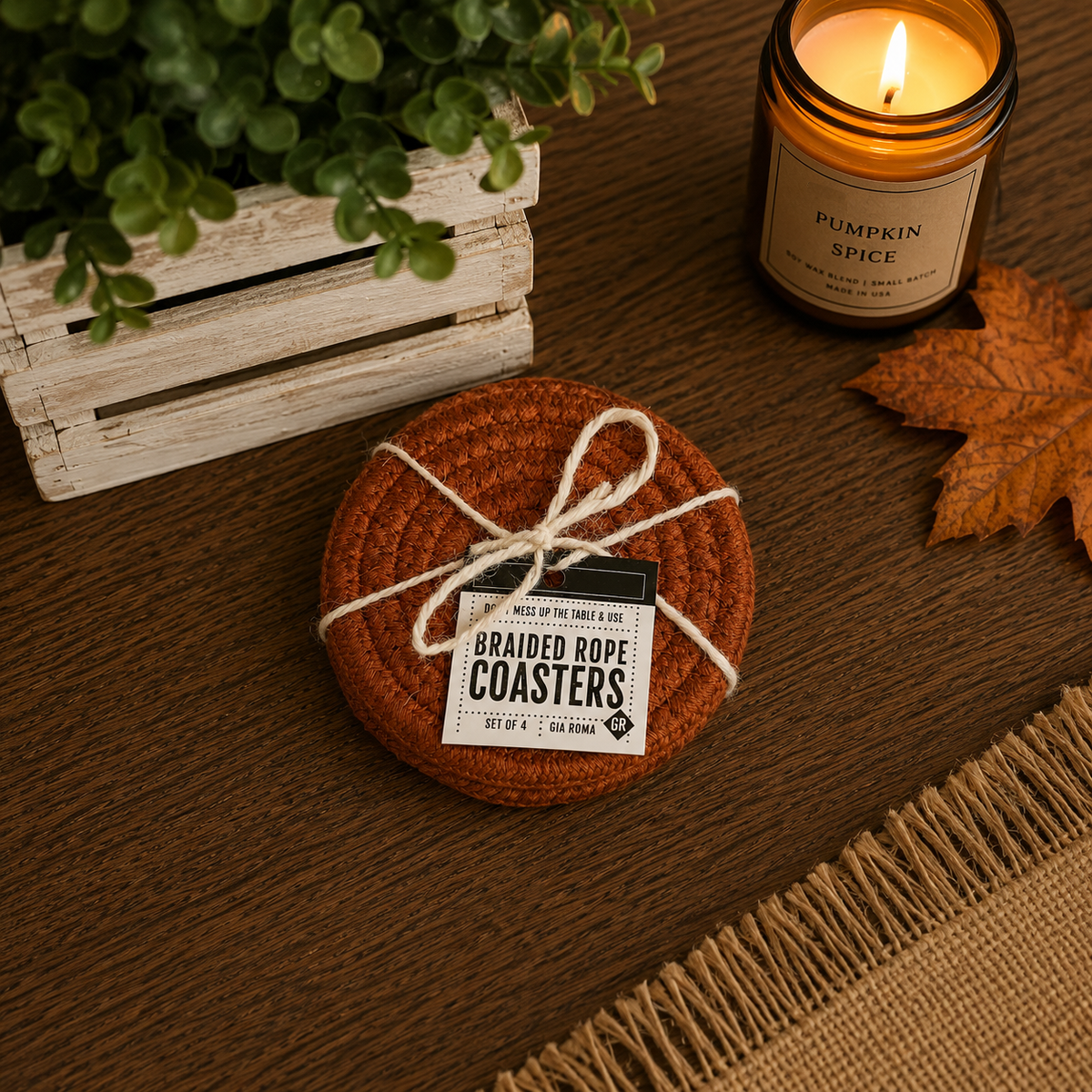 Braided Fall Fabric Coasters — Choice of Set