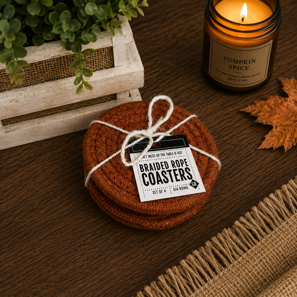 Braided Fall Fabric Coasters — Choice of Set