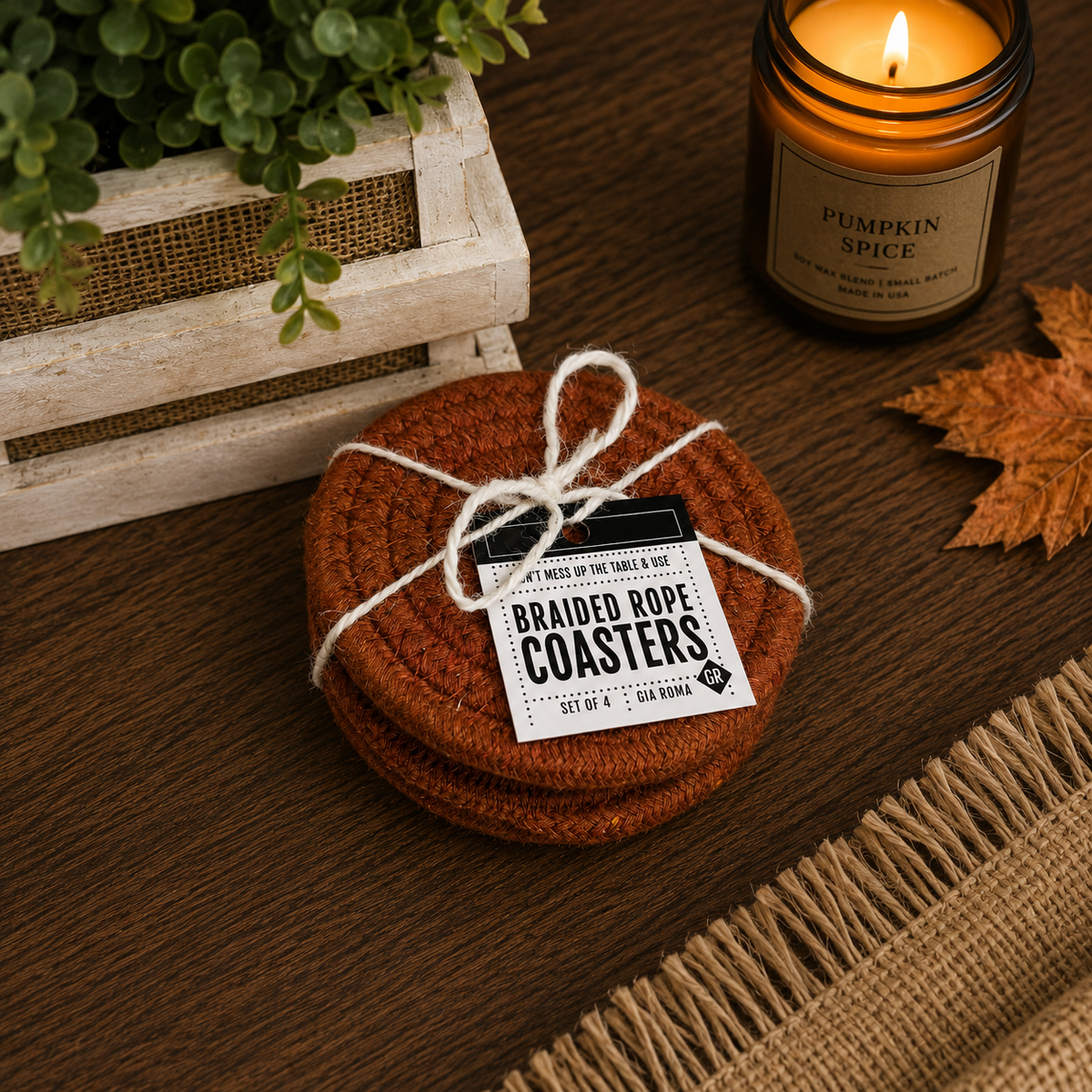 Braided Fall Fabric Coasters — Choice of Set