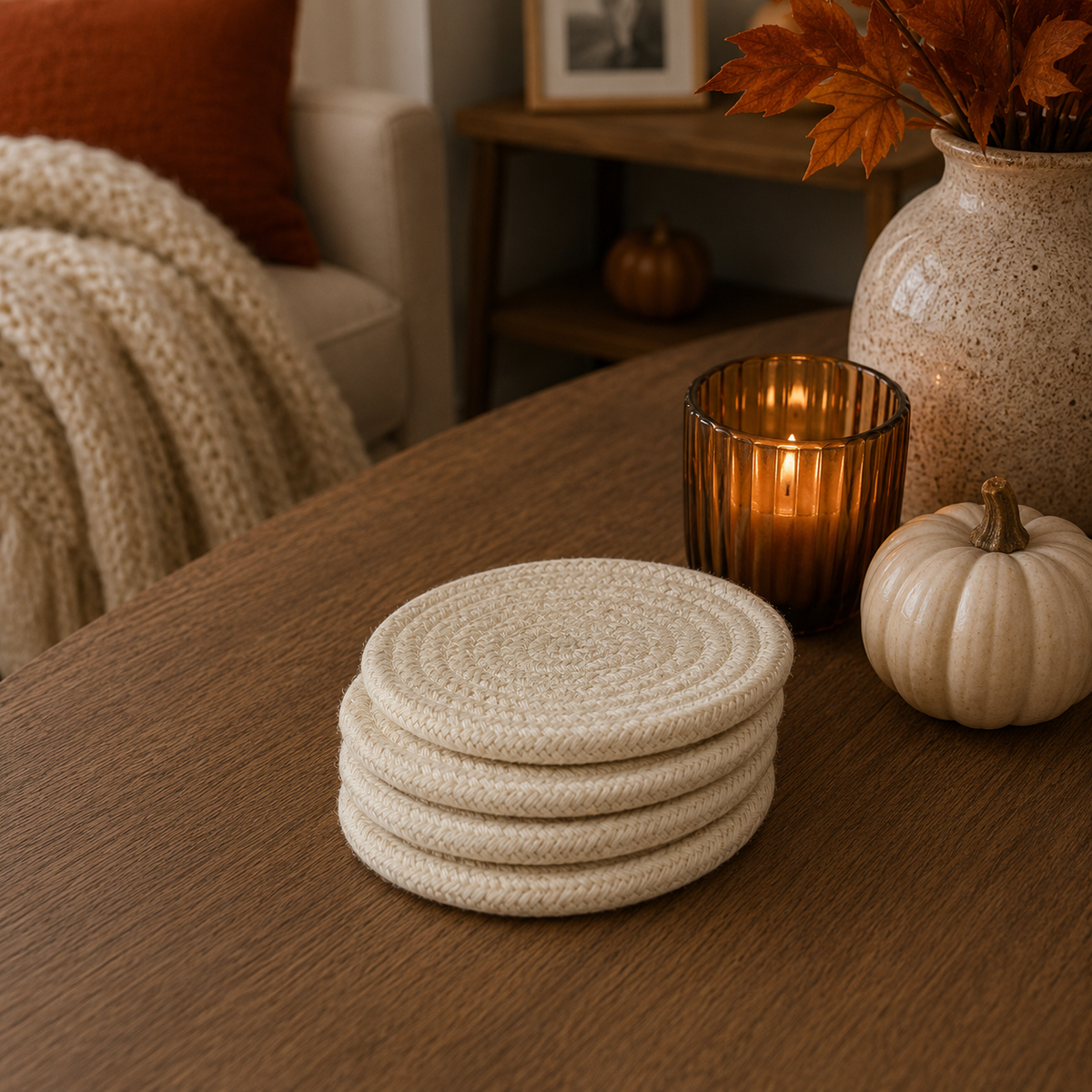 Braided Fall Fabric Coasters — Choice of Set