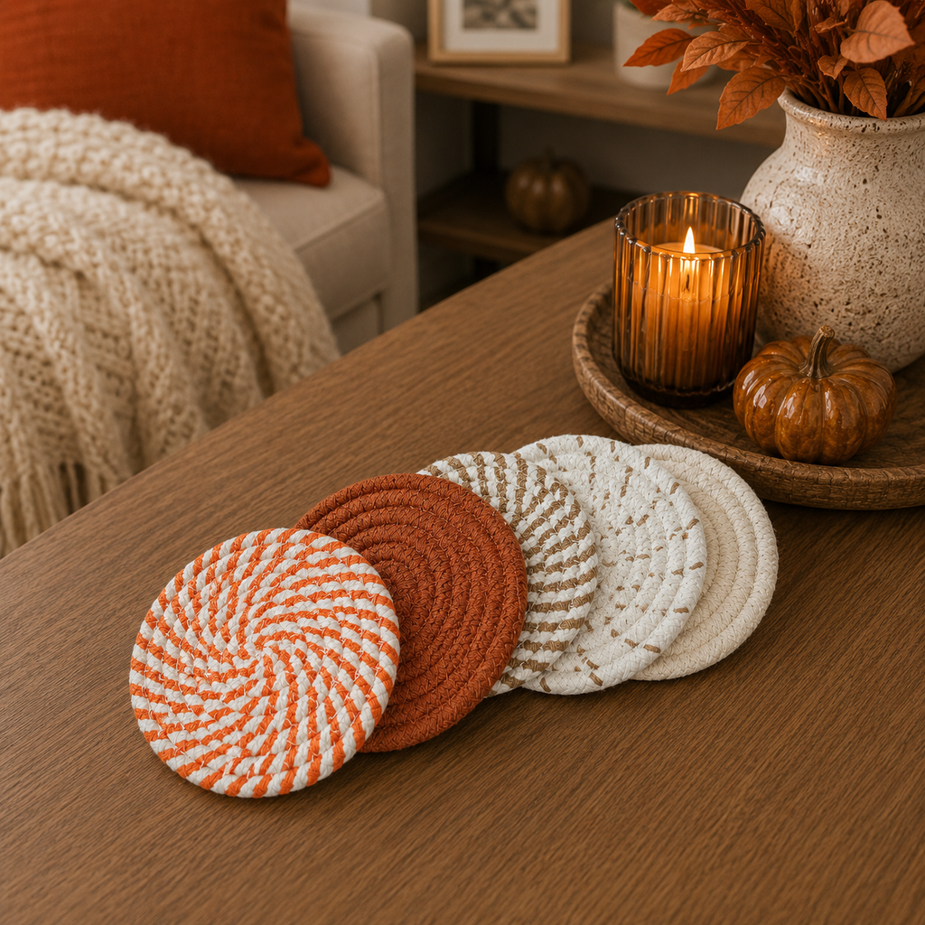 Braided Fall Fabric Coasters — Choice of Set