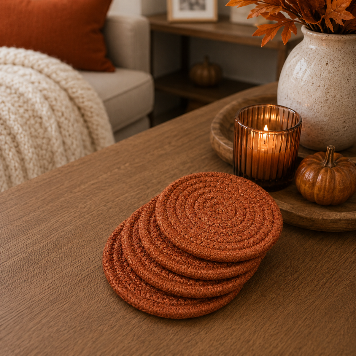 Braided Fall Fabric Coasters — Choice of Set