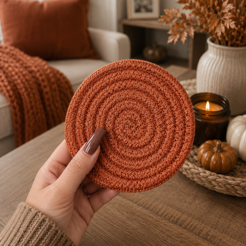 Braided Fall Fabric Coasters — Choice of Set