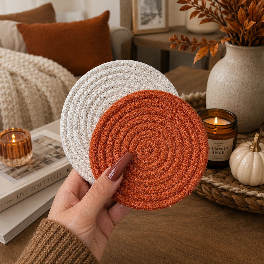 Braided Fall Fabric Coasters — Choice of Set