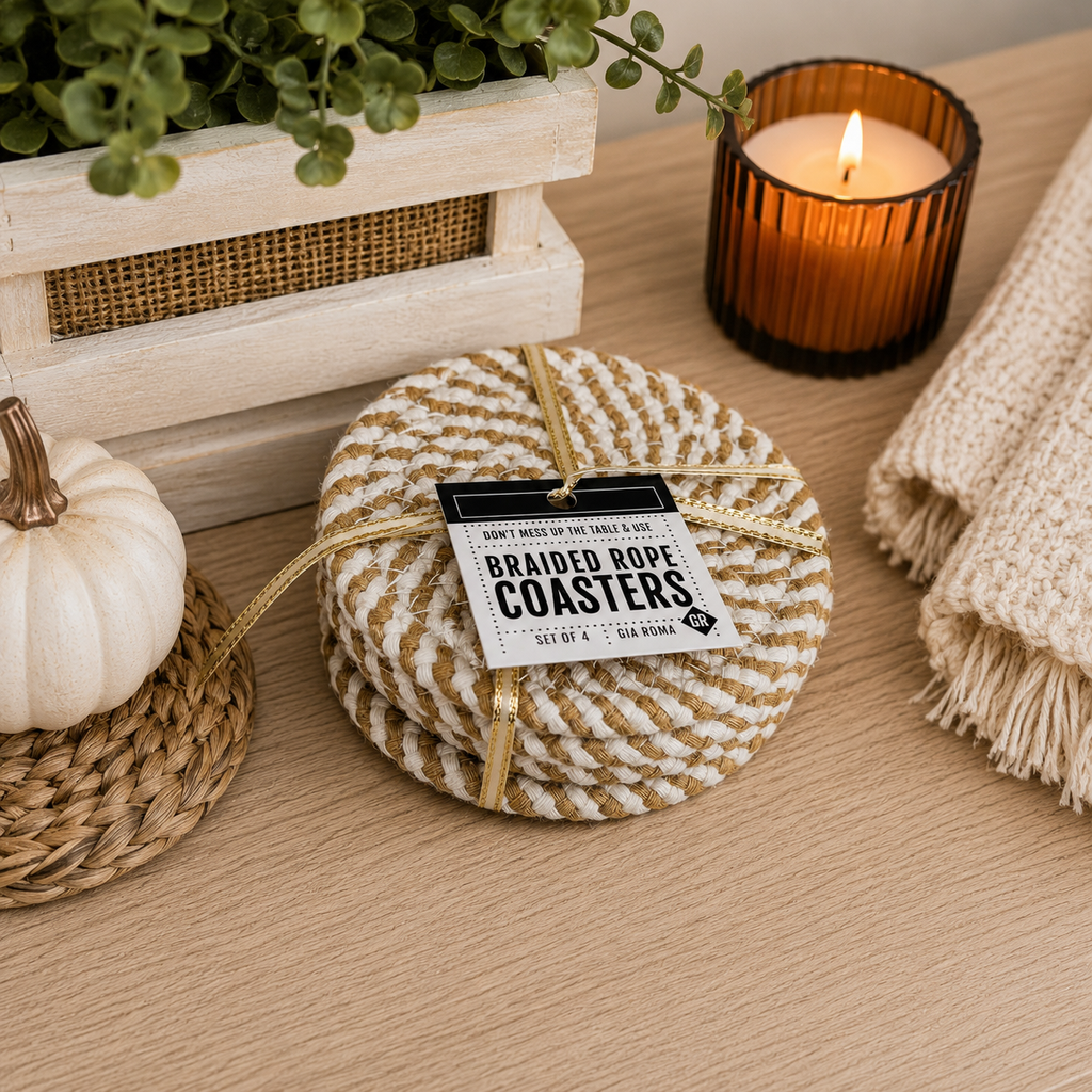 Braided Fall Fabric Coasters — Choice of Set