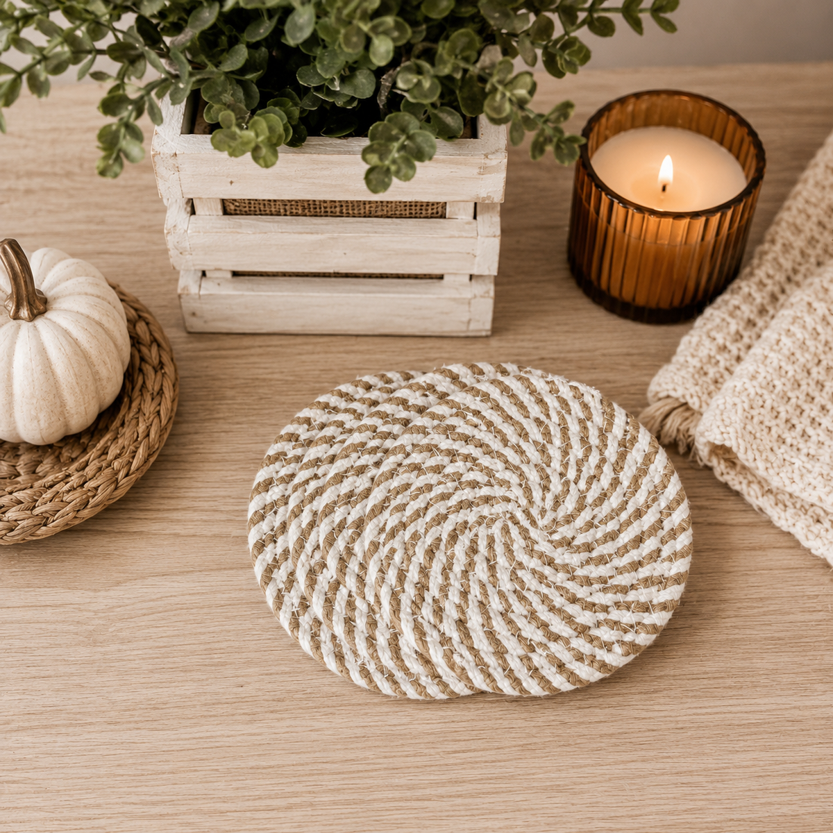 Braided Fall Fabric Coasters — Choice of Set
