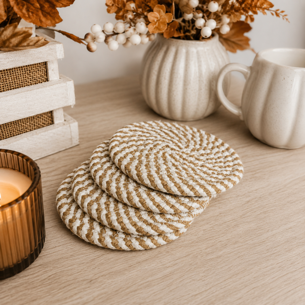 Braided Fall Fabric Coasters — Choice of Set