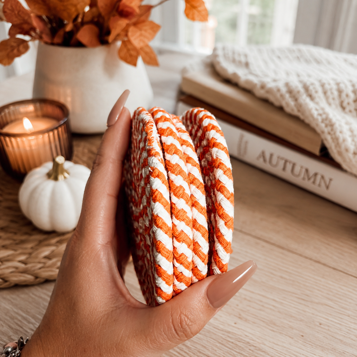 Braided Fall Fabric Coasters — Choice of Set
