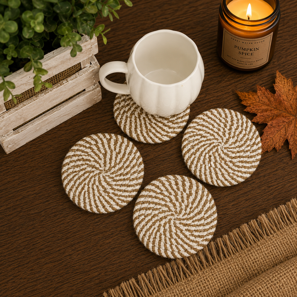 Braided Fall Fabric Coasters — Choice of Set