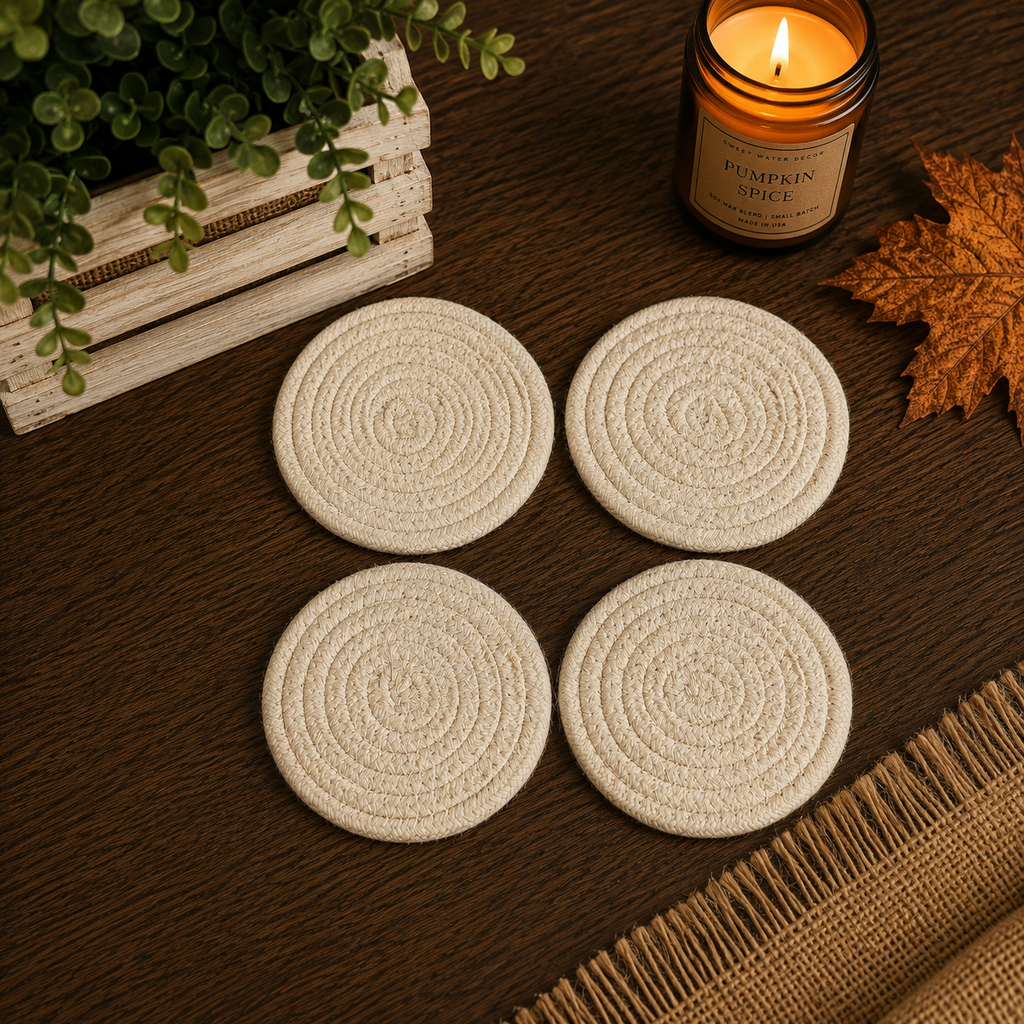 Braided Fall Fabric Coasters — Choice of Set