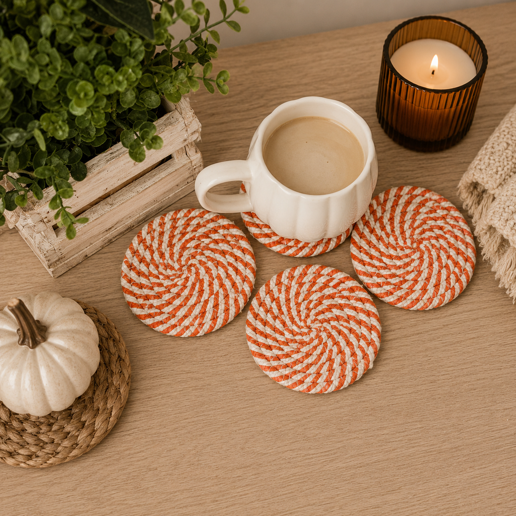 Braided Fall Fabric Coasters — Choice of Set