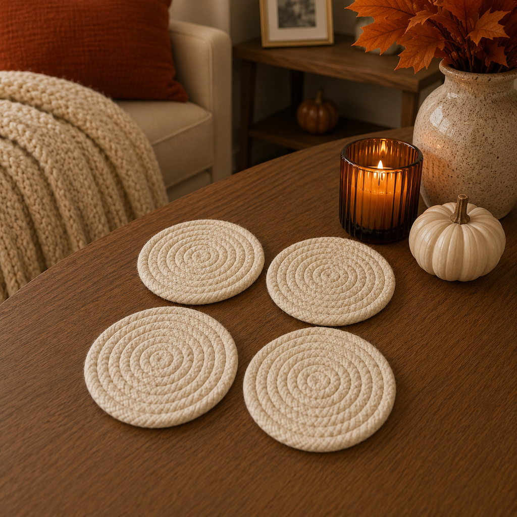Braided Fall Fabric Coasters — Choice of Set