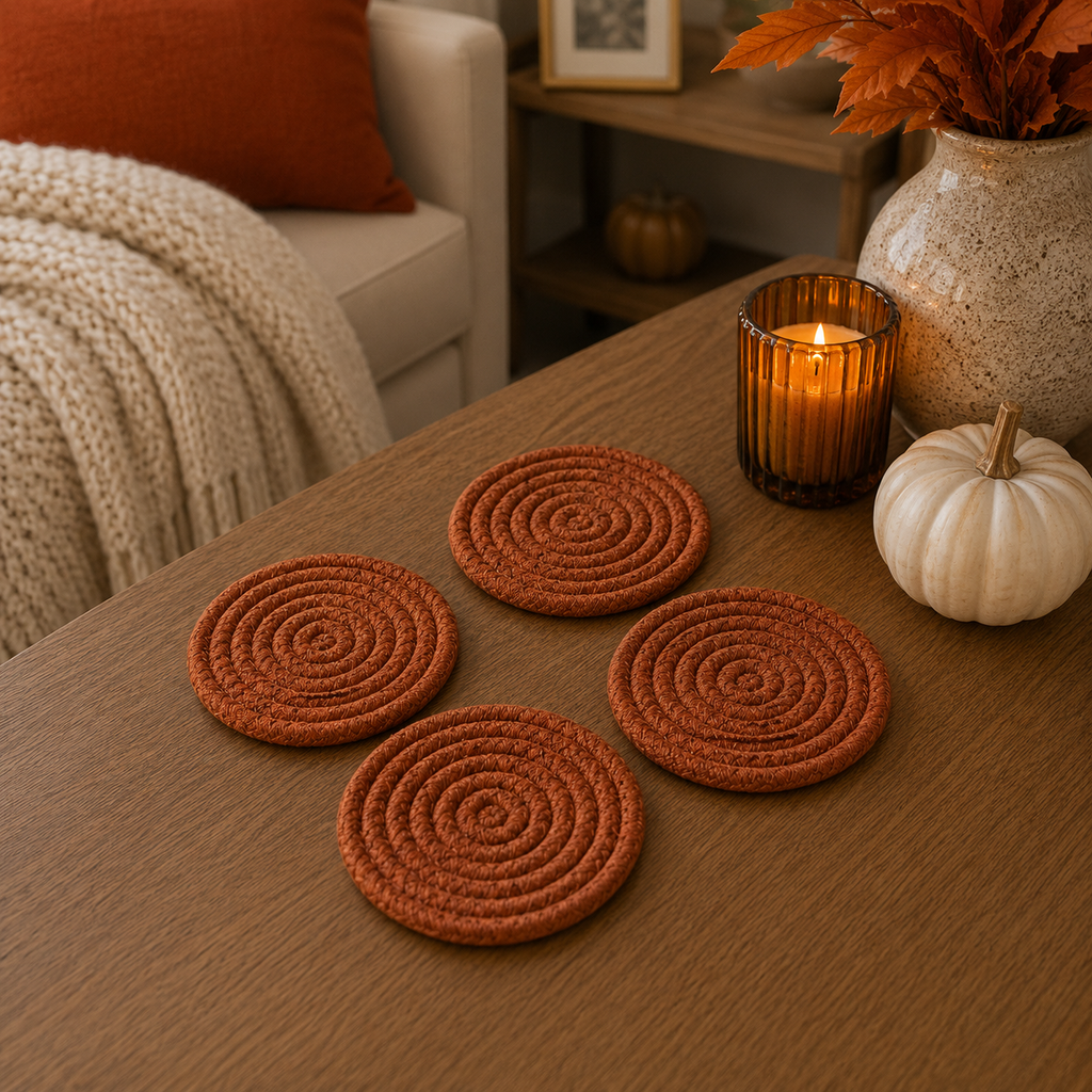 Braided Fall Fabric Coasters — Choice of Set