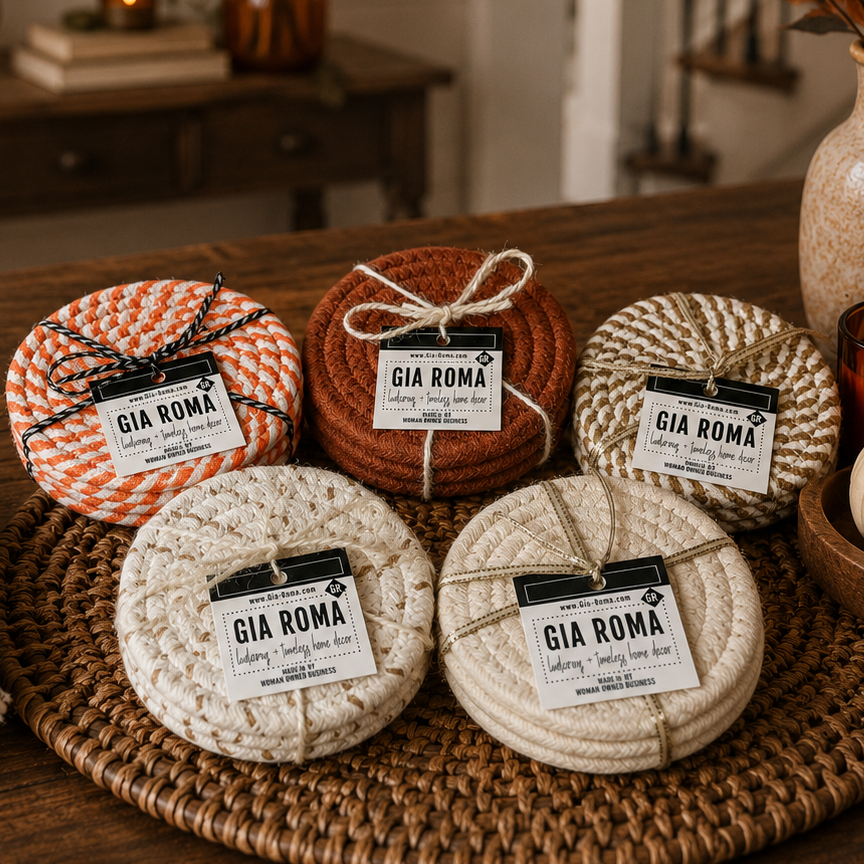Braided Fall Fabric Coasters — Choice of Set