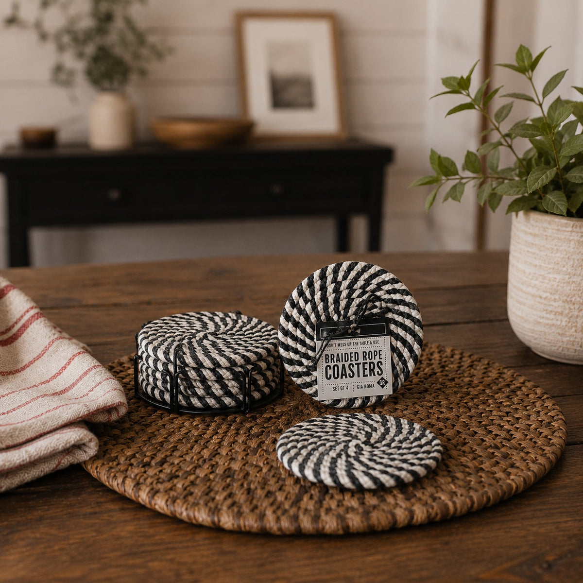 Braided Fall Fabric Coasters — Choice of Set