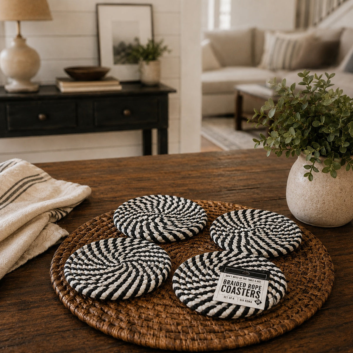 Braided Fall Fabric Coasters — Choice of Set