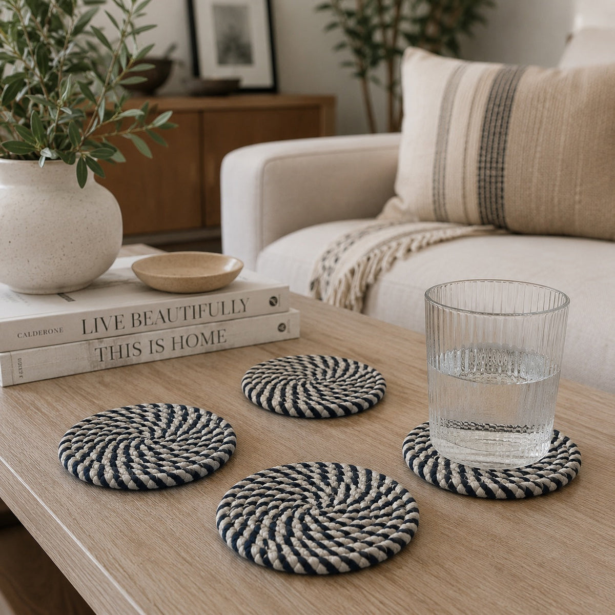 Braided Fall Fabric Coasters — Choice of Set