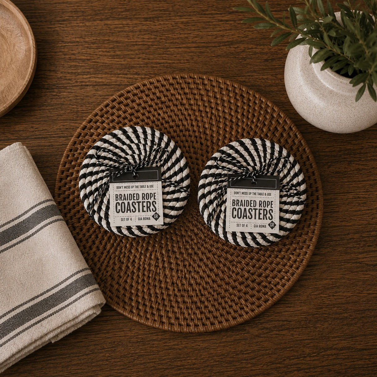 Braided Fall Fabric Coasters — Choice of Set