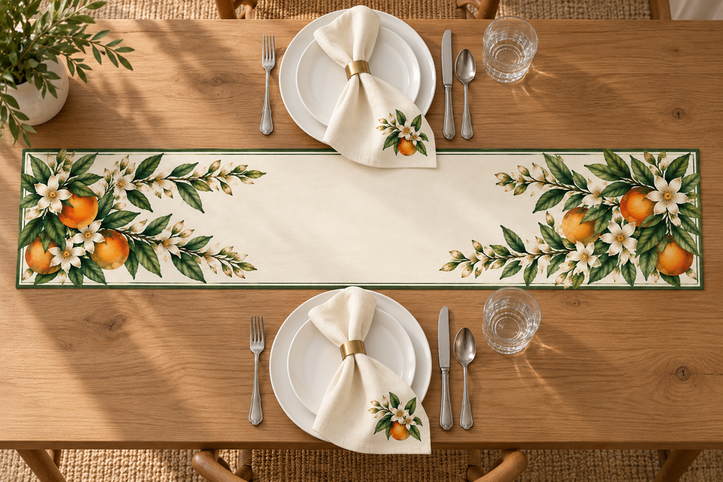 Orange Blossom Napkins, Set of 4, Ivory Citrus Table Decor, 18 × 18 Inches