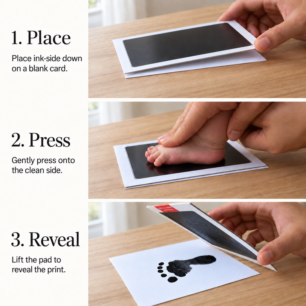 Baby Handprint & Footprint Keepsake Frame — 3 Panel