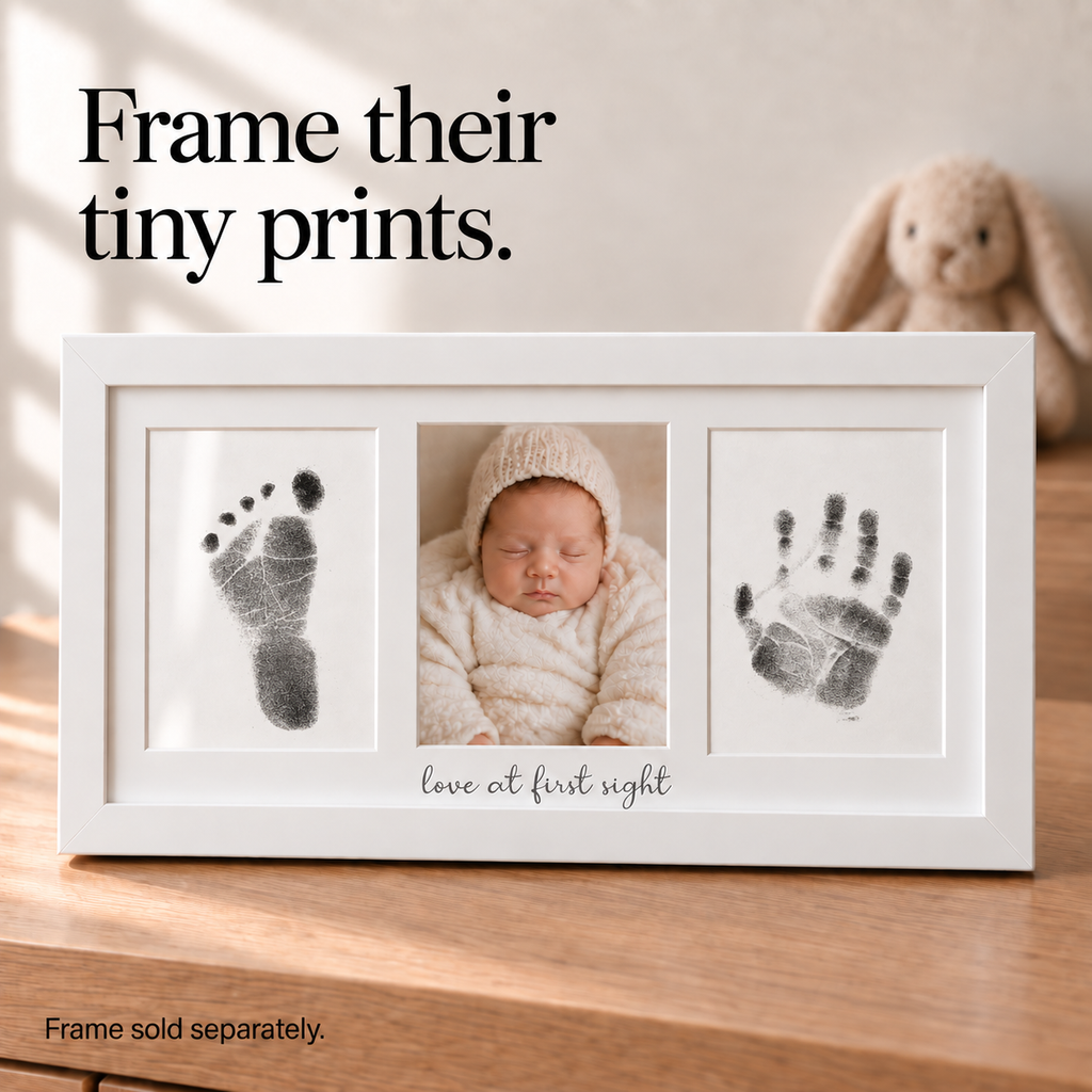 Baby Handprint & Footprint Keepsake Frame — 3 Panel