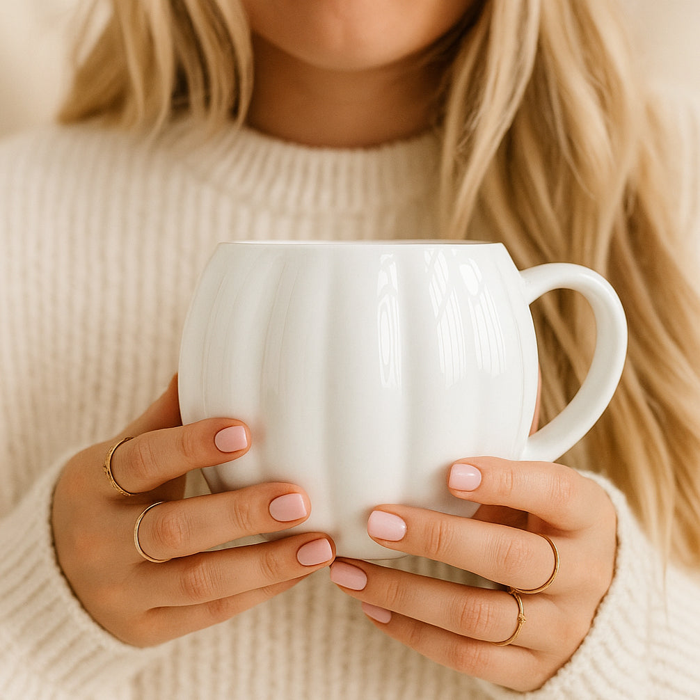 Pumpkin-Shaped Ceramic Mug — 16.8 oz