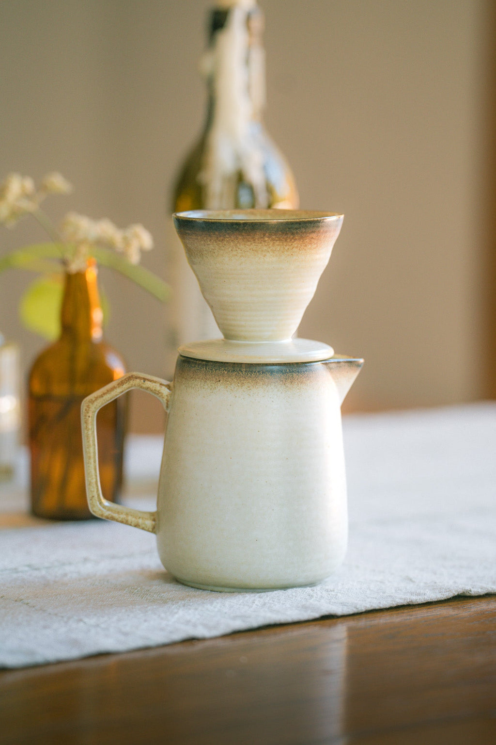 Earthy Stoneware Pour-Over Coffee Set