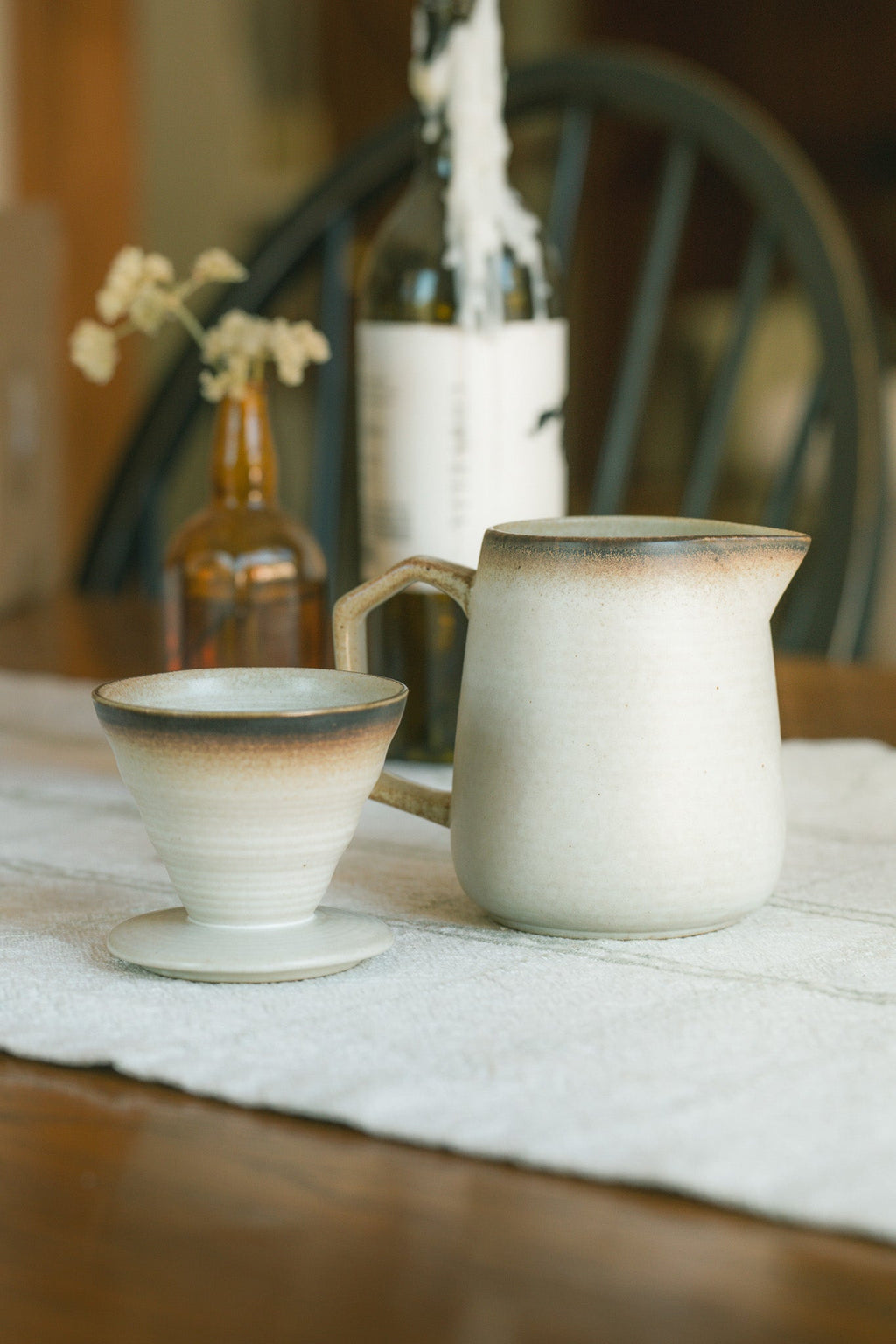 Earthy Stoneware Pour-Over Coffee Set