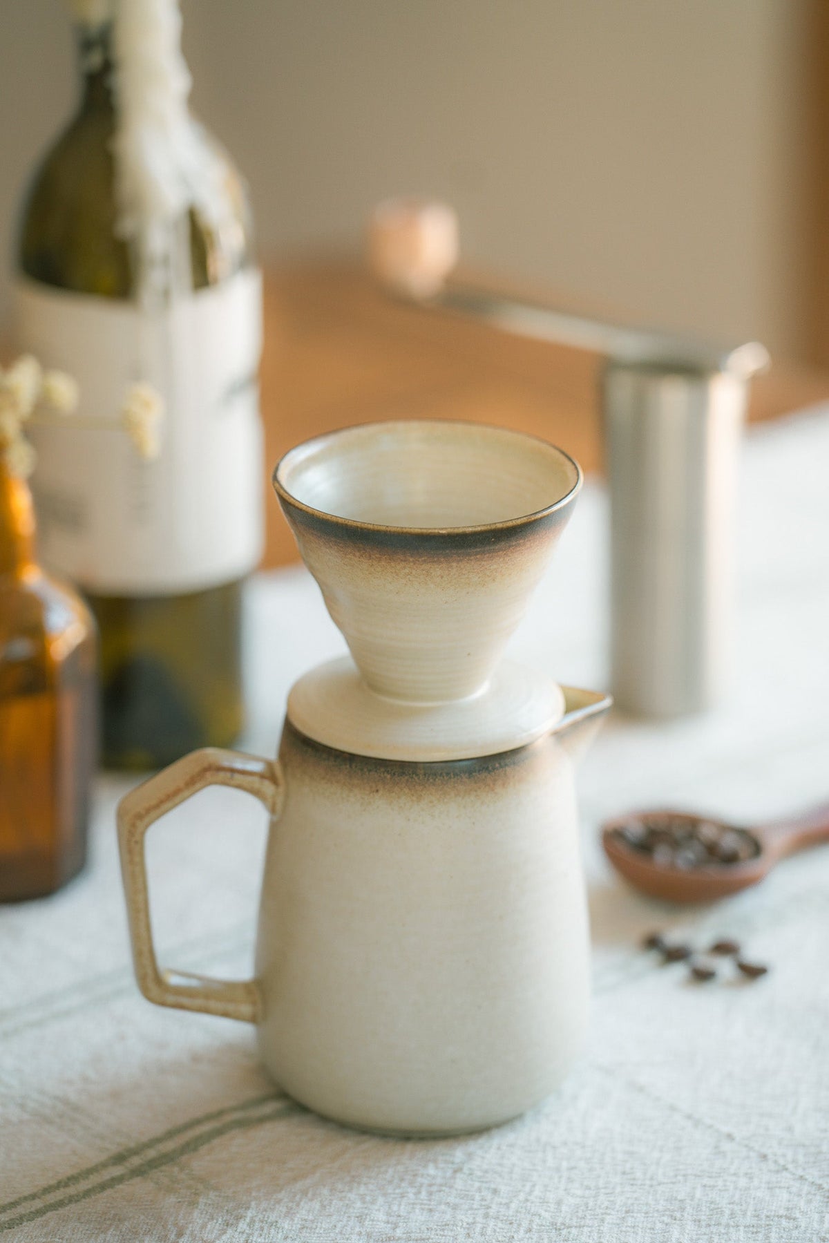 Earthy Stoneware Pour-Over Coffee Set