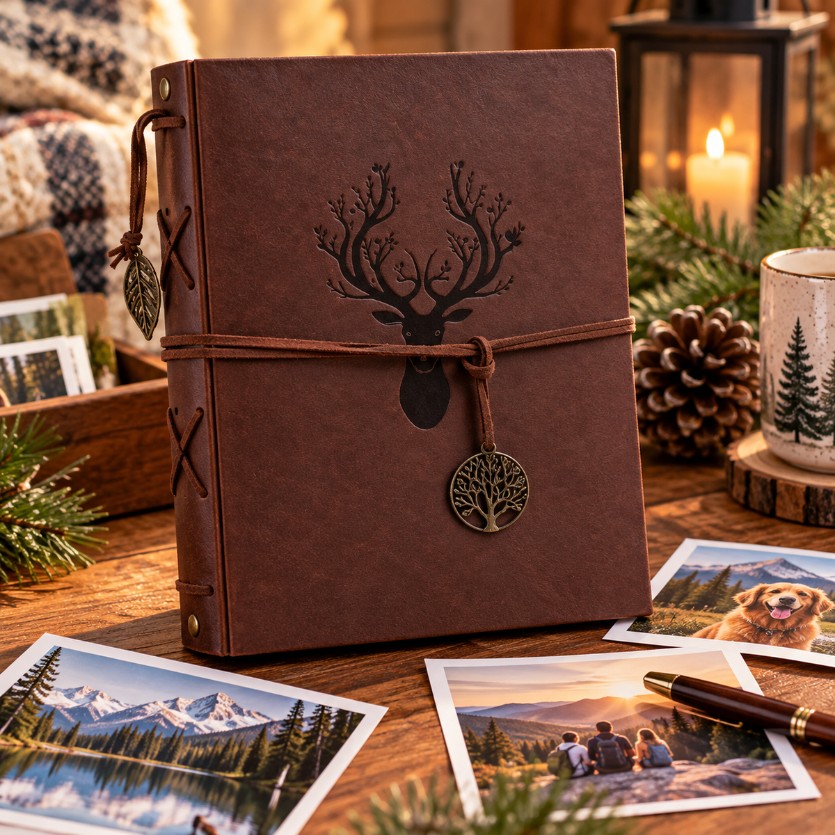 Vintage Leather Family Memory Album